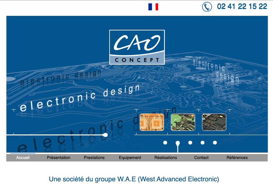 Vue d'écran de l'ancienne page d'accueil du site internet de CAO Concept